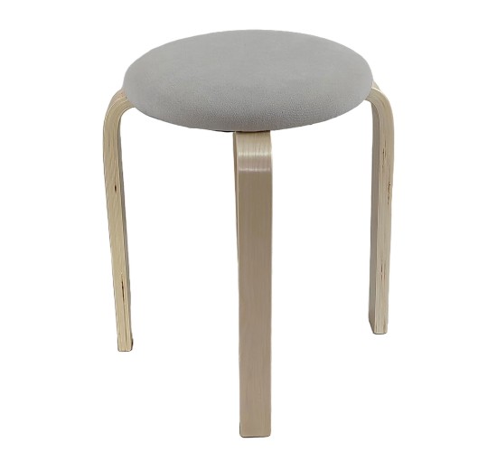 Σκαμπό ArteLibre MILOA Mπεζ/Φυσικό Ύφασμα/Ξύλο 42x42x45cm