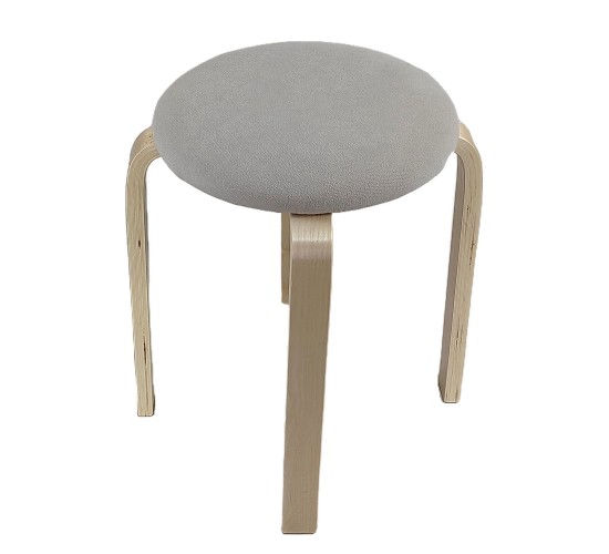 Σκαμπό ArteLibre MILOA Mπεζ/Φυσικό Ύφασμα/Ξύλο 42x42x45cm