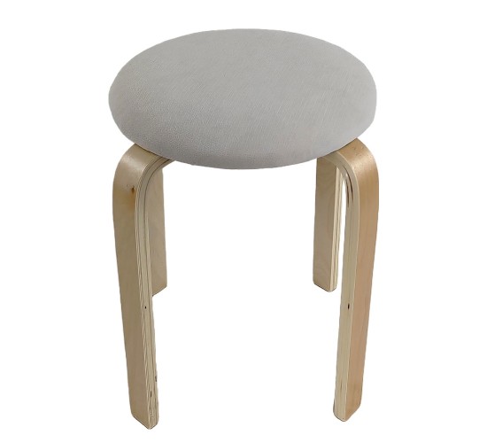 Σκαμπό ArteLibre MILOA Mπεζ/Φυσικό Ύφασμα/Ξύλο 42x42x45cm