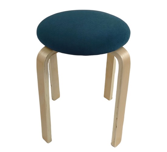 Σκαμπό ArteLibre MILOA Μπλε/Φυσικό Ύφασμα/Ξύλο 42x42x45cm