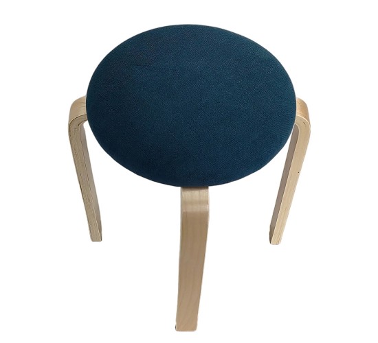 Σκαμπό ArteLibre MILOA Μπλε/Φυσικό Ύφασμα/Ξύλο 42x42x45cm