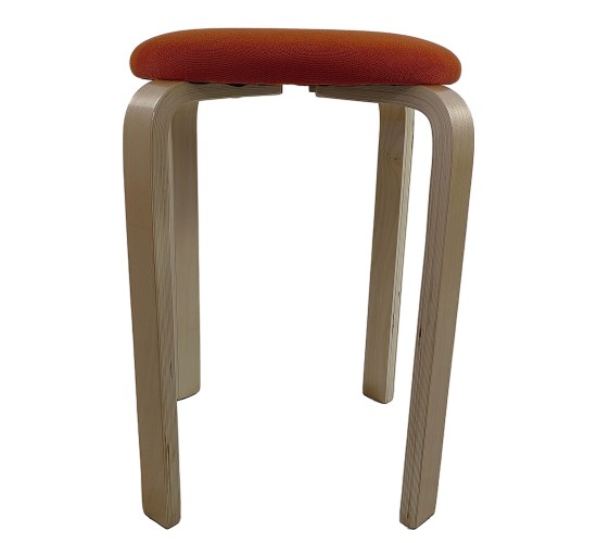 Σκαμπό ArteLibre MILOA Πορτοκαλί/Φυσικό Ύφασμα/Ξύλο 42x42x45cm