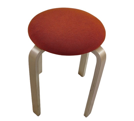 Σκαμπό ArteLibre MILOA Πορτοκαλί/Φυσικό Ύφασμα/Ξύλο 42x42x45cm