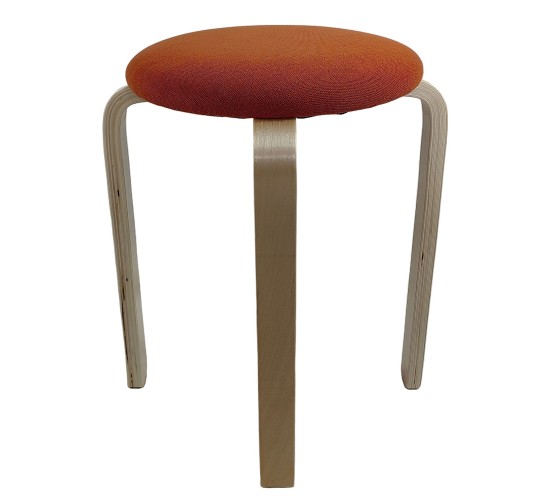 Σκαμπό ArteLibre MILOA Πορτοκαλί/Φυσικό Ύφασμα/Ξύλο 42x42x45cm