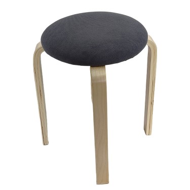 Σκαμπό ArteLibre MILOA Γκρι/Φυσικό Ύφασμα/Ξύλο 42x42x45cm