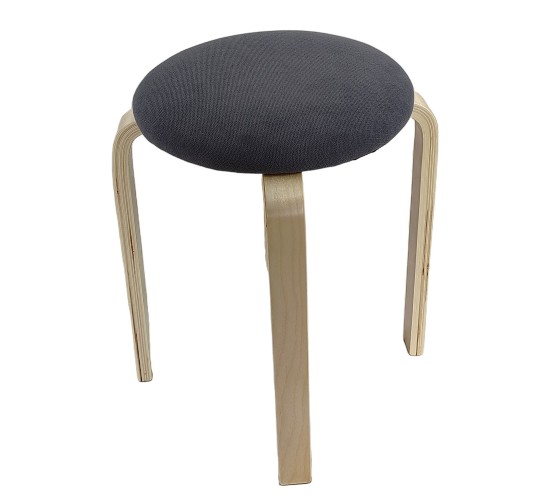 Σκαμπό ArteLibre MILOA Γκρι/Φυσικό Ύφασμα/Ξύλο 42x42x45cm