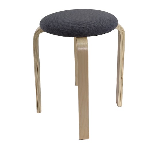 Σκαμπό ArteLibre MILOA Γκρι/Φυσικό Ύφασμα/Ξύλο 42x42x45cm