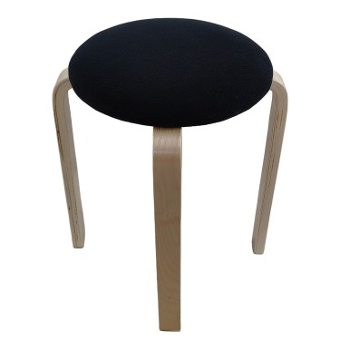 Σκαμπό ArteLibre MILOA Μαύρο/Φυσικό Ύφασμα/Ξύλο 42x42x45cm