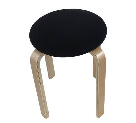 Σκαμπό ArteLibre MILOA Μαύρο/Φυσικό Ύφασμα/Ξύλο 42x42x45cm