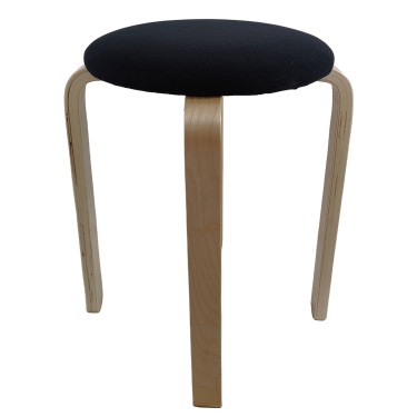 Σκαμπό ArteLibre MILOA Μαύρο/Φυσικό Ύφασμα/Ξύλο 42x42x45cm