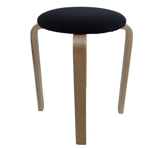 Σκαμπό ArteLibre MILOA Μαύρο/Φυσικό Ύφασμα/Ξύλο 42x42x45cm