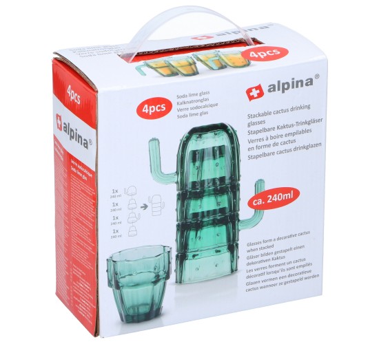 Ποτήρια Ποτού Στοίβαξης Cactus 240ml Σετ 4τμχ ALPINA