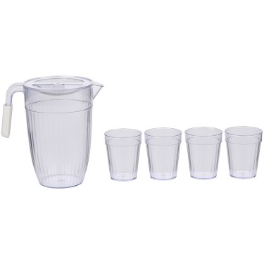 Κανάτα 1.5lt Με 4 Ποτήρια Σετ 5Τμχ Σε 2 Χρώματα ALPINA