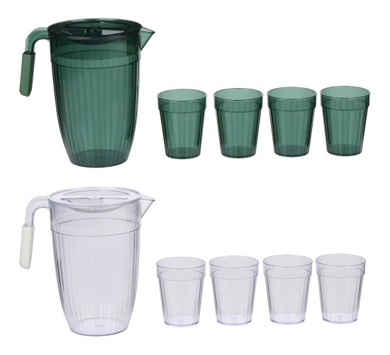 Κανάτα 1.5lt Με 4 Ποτήρια Σετ 5Τμχ Σε 2 Χρώματα ALPINA