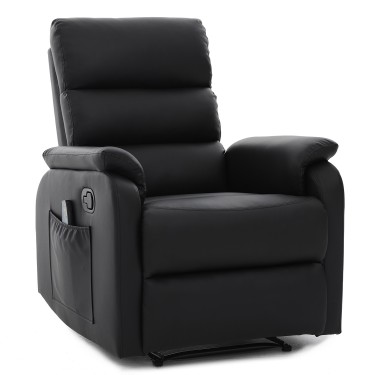 Πολυθρόνα Ανακλινόμενη ArteLibre RIGIL Με Λειτουργία Μασάζ Μαύρο PU 75x87x102cm