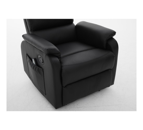 Πολυθρόνα Ανακλινόμενη ArteLibre RIGIL Με Λειτουργία Μασάζ Μαύρο PU 75x87x102cm