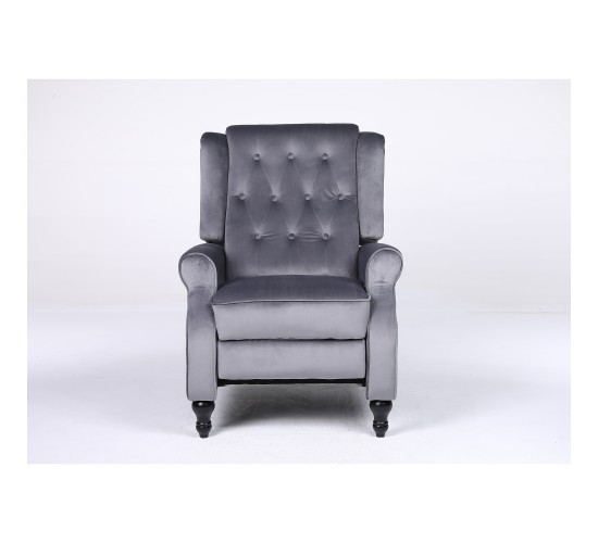 Πολυθρόνα Ανακλινόμενη ArteLibre ALNAIR Γκρι Βελούδο 78x85x104cm