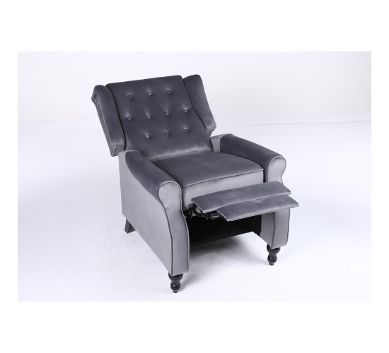 Πολυθρόνα Ανακλινόμενη ArteLibre ALNAIR Γκρι Βελούδο 78x85x104cm