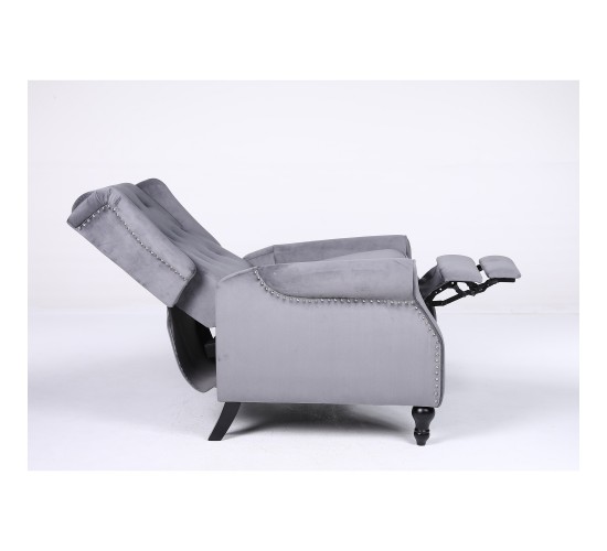 Πολυθρόνα Ανακλινόμενη ArteLibre ALNAIR Γκρι Βελούδο 78x85x104cm