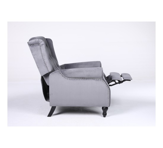 Πολυθρόνα Ανακλινόμενη ArteLibre ALNAIR Γκρι Βελούδο 78x85x104cm