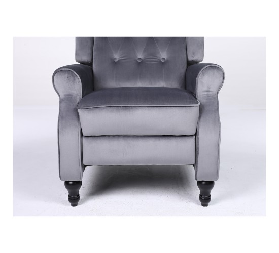 Πολυθρόνα Ανακλινόμενη ArteLibre ALNAIR Γκρι Βελούδο 78x85x104cm