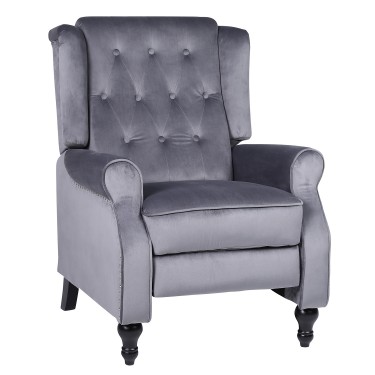 Πολυθρόνα Ανακλινόμενη ArteLibre ALNAIR Γκρι Βελούδο 78x85x104cm