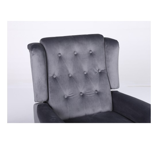 Πολυθρόνα Ανακλινόμενη ArteLibre ALNAIR Γκρι Βελούδο 78x85x104cm