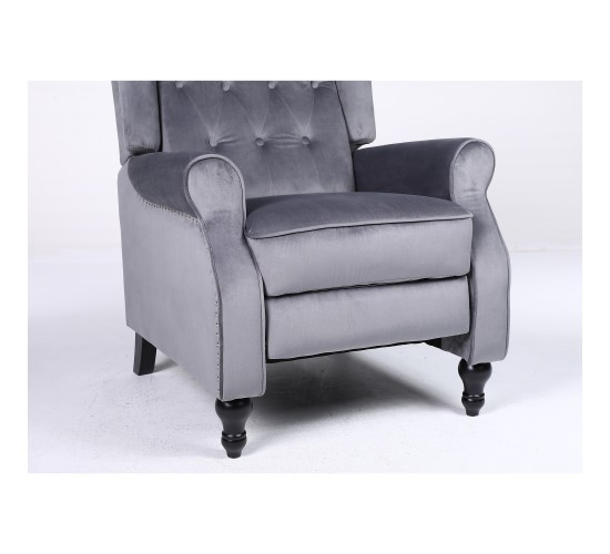 Πολυθρόνα Ανακλινόμενη ArteLibre ALNAIR Γκρι Βελούδο 78x85x104cm