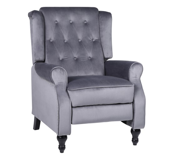 Πολυθρόνα Ανακλινόμενη ArteLibre ALNAIR Γκρι Βελούδο 78x85x104cm