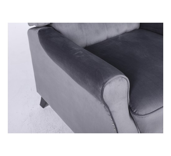 Πολυθρόνα Ανακλινόμενη ArteLibre ALNAIR Γκρι Βελούδο 78x85x104cm