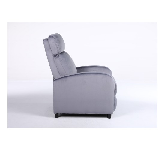 Πολυθρόνα Ανακλινόμενη ArteLibre TUREIS Γκρι Βελούδο 68x86x99cm