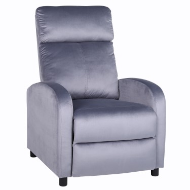 Πολυθρόνα Ανακλινόμενη ArteLibre TUREIS Γκρι Βελούδο 68x86x99cm