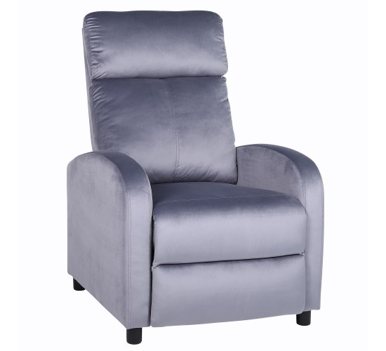 Πολυθρόνα Ανακλινόμενη ArteLibre TUREIS Γκρι Βελούδο 68x86x99cm