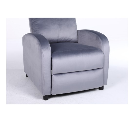 Πολυθρόνα Ανακλινόμενη ArteLibre TUREIS Γκρι Βελούδο 68x86x99cm