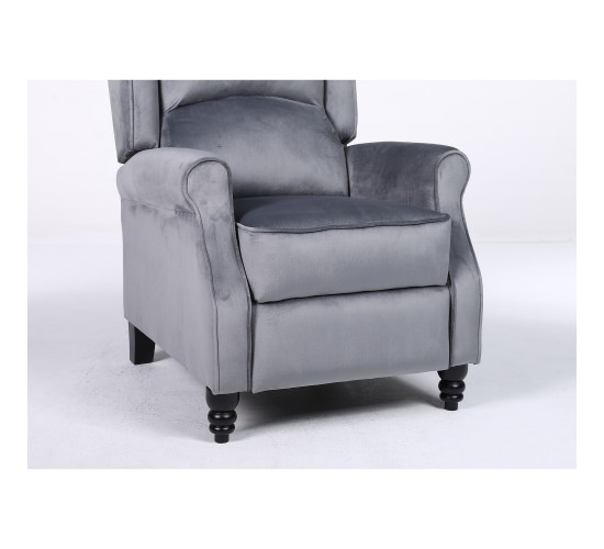 Πολυθρόνα Ανακλινόμενη ArteLibre MARKEB Γκρι Βελούδο 72x84x97cm