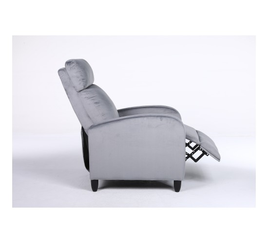 Πολυθρόνα Ανακλινόμενη ArteLibre ATRIA Γκρι Βελούδο 67.5x90x104cm