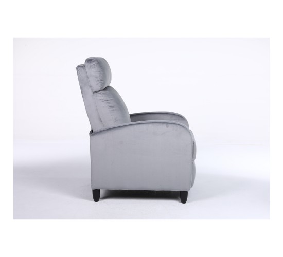 Πολυθρόνα Ανακλινόμενη ArteLibre ATRIA Γκρι Βελούδο 67.5x90x104cm
