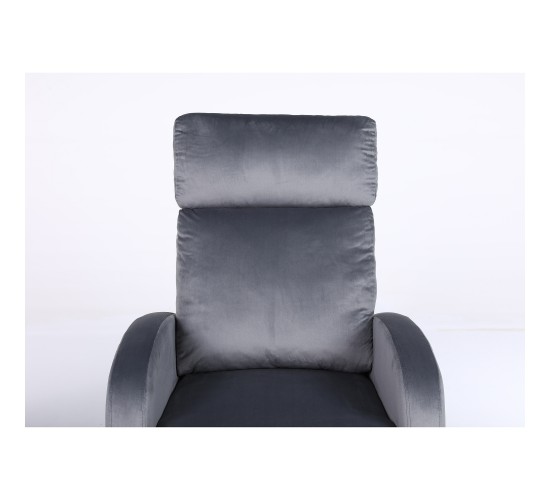 Πολυθρόνα Ανακλινόμενη ArteLibre ATRIA Γκρι Βελούδο 67.5x90x104cm