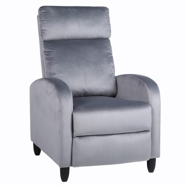 Πολυθρόνα Ανακλινόμενη ArteLibre ATRIA Γκρι Βελούδο 67.5x90x104cm
