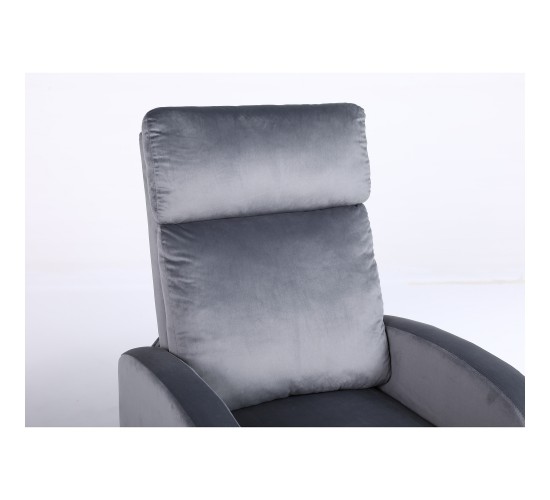 Πολυθρόνα Ανακλινόμενη ArteLibre ATRIA Γκρι Βελούδο 67.5x90x104cm