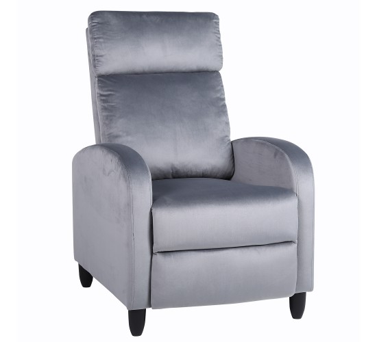 Πολυθρόνα Ανακλινόμενη ArteLibre ATRIA Γκρι Βελούδο 67.5x90x104cm