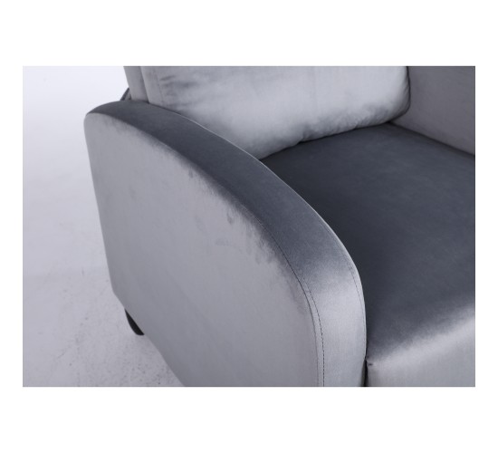 Πολυθρόνα Ανακλινόμενη ArteLibre ATRIA Γκρι Βελούδο 67.5x90x104cm