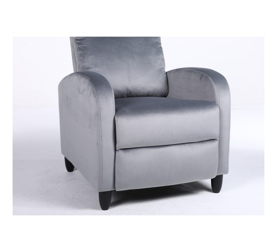 Πολυθρόνα Ανακλινόμενη ArteLibre ATRIA Γκρι Βελούδο 67.5x90x104cm