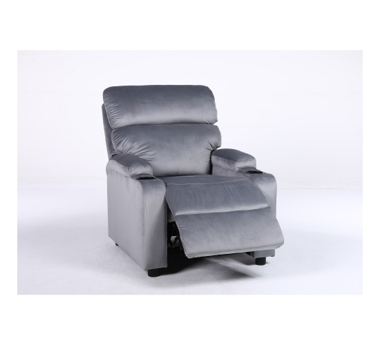 Πολυθρόνα Ανακλινόμενη ArteLibre RANA Γκρι Βελούδο 80x95x103cm
