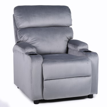 Πολυθρόνα Ανακλινόμενη ArteLibre RANA Γκρι Βελούδο 80x95x103cm