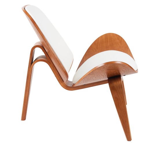 Πολυθρόνα ArteLibre THALOR Λευκό/Καφέ Ξύλο/PU 90x76.5x74.5cm