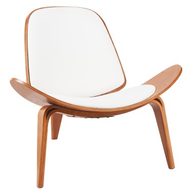 Πολυθρόνα ArteLibre THALOR Λευκό/Καφέ Ξύλο/PU 90x76.5x74.5cm