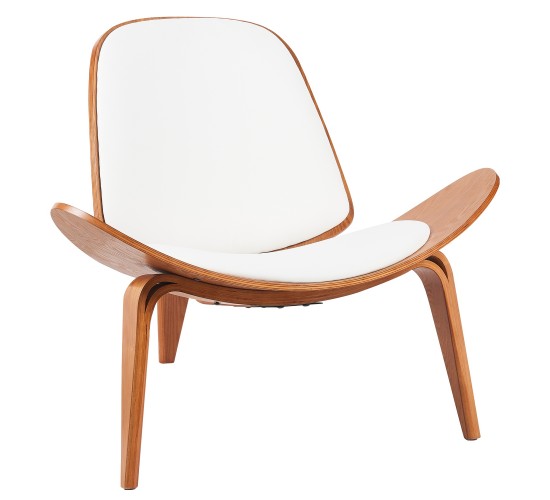 Πολυθρόνα ArteLibre THALOR Λευκό/Καφέ Ξύλο/PU 90x76.5x74.5cm