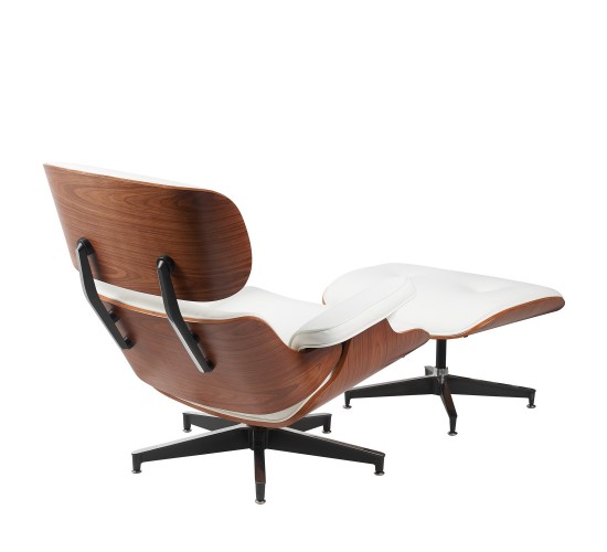 Πολυθρόνα Relax ArteLibre MIREN Με Υποπόδιο Λευκό/Καφέ Ξύλο/PU 82x92x78cm