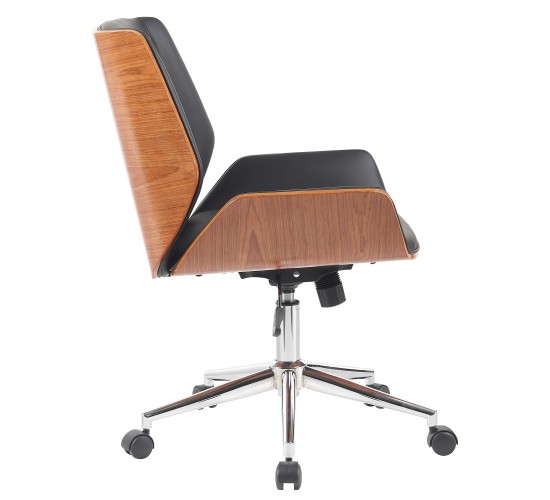 Καρέκλα Γραφείου ArteLibre ZAREK Μαύρο/Καφέ Ξύλο/PU/Αλουμίνιο 61x66.5x88.5-98m